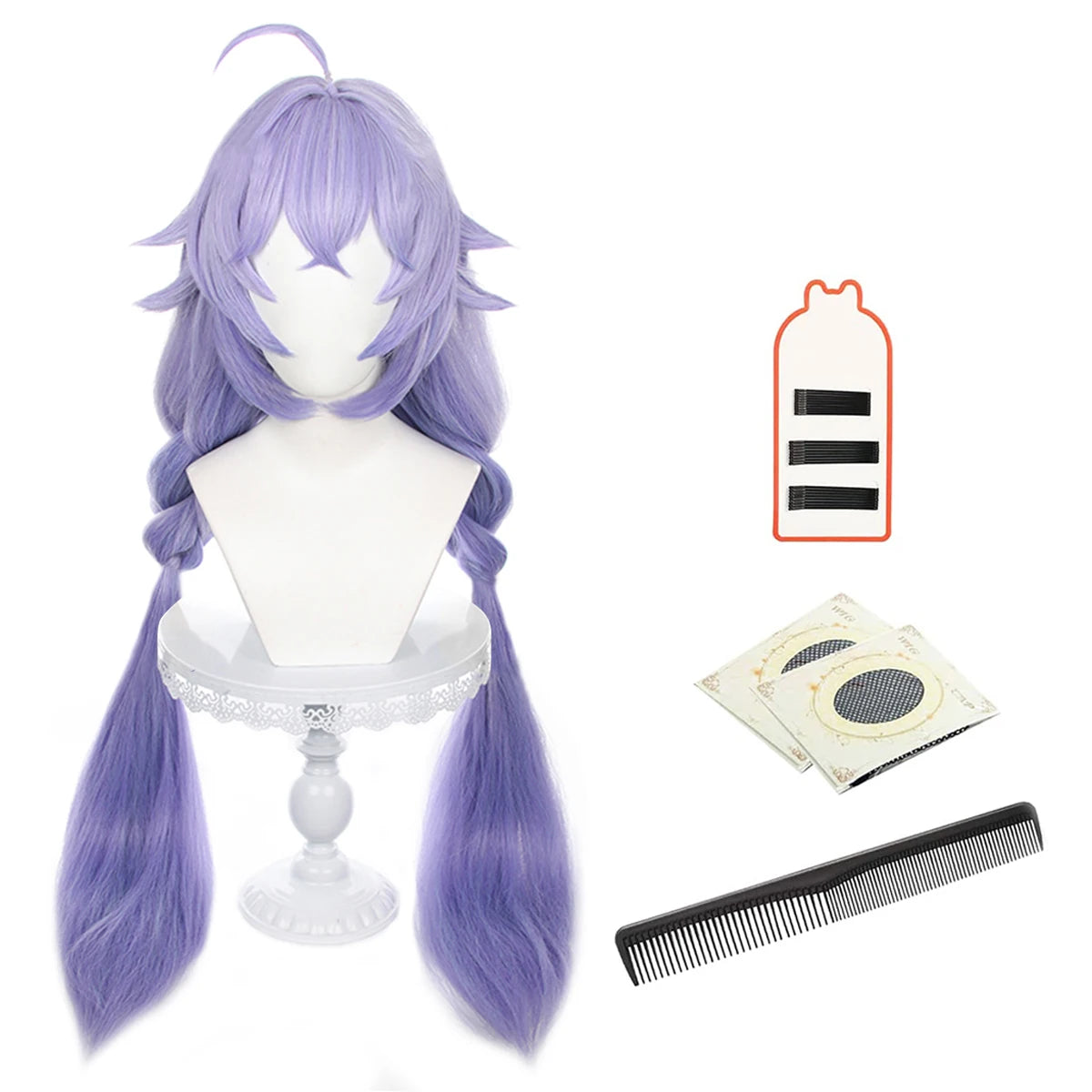 Honkai Star Rail Bailu Cosplay Wig with Horn Clip & Tail Fixer - Rose Net Heat Resistant Synthetic Fiber-Astricos