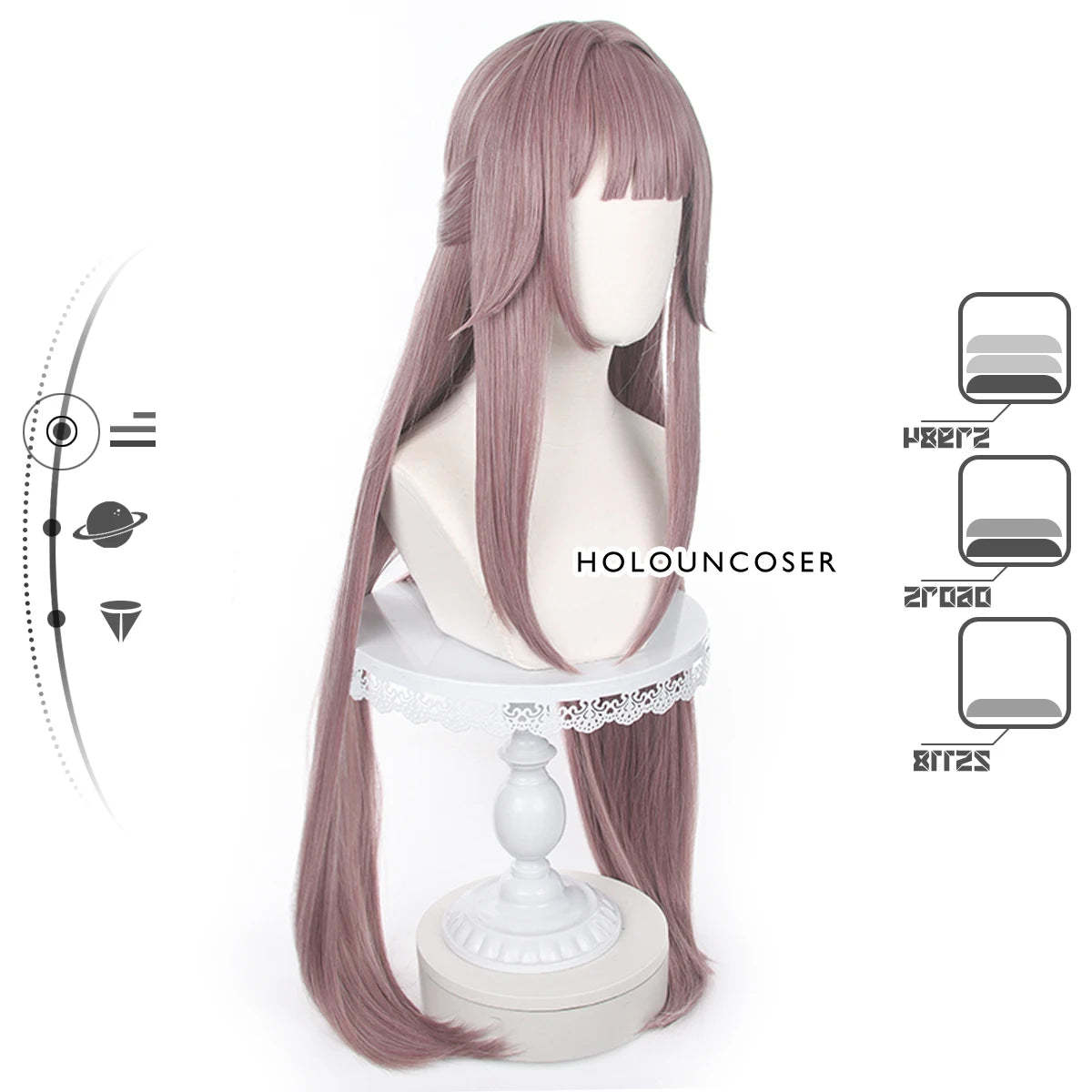 Honkai Star Rail Herta Cosplay Wig - Rose Net Heat Resistant Synthetic Fiber with Adjustable Comb Hairpin-Astricos