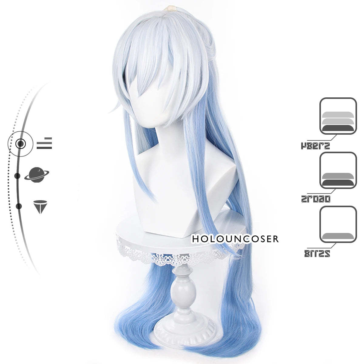 Honkai Star Rail Jingliu Cosplay Wig - Rose Net Heat Resistant Synthetic Fiber with Comb Hairpin-Astricos