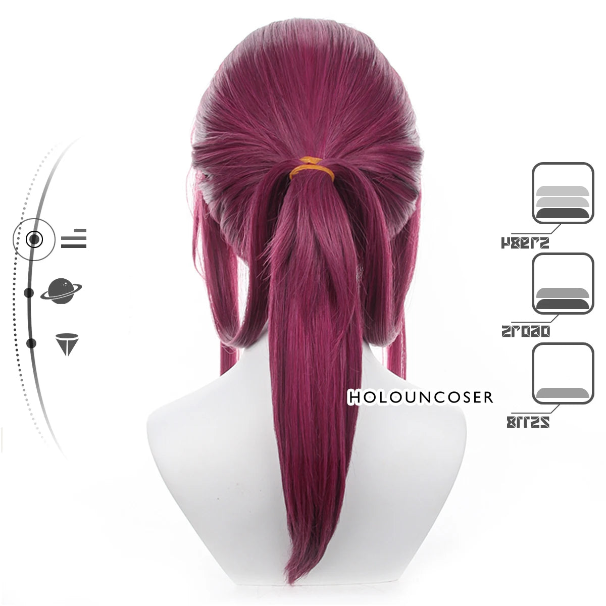 Honkai Star Rail Kafka Cosplay Wig - Rose Net, Heat Resistant Synthetic Fiber, Adjustable Size-Astricos