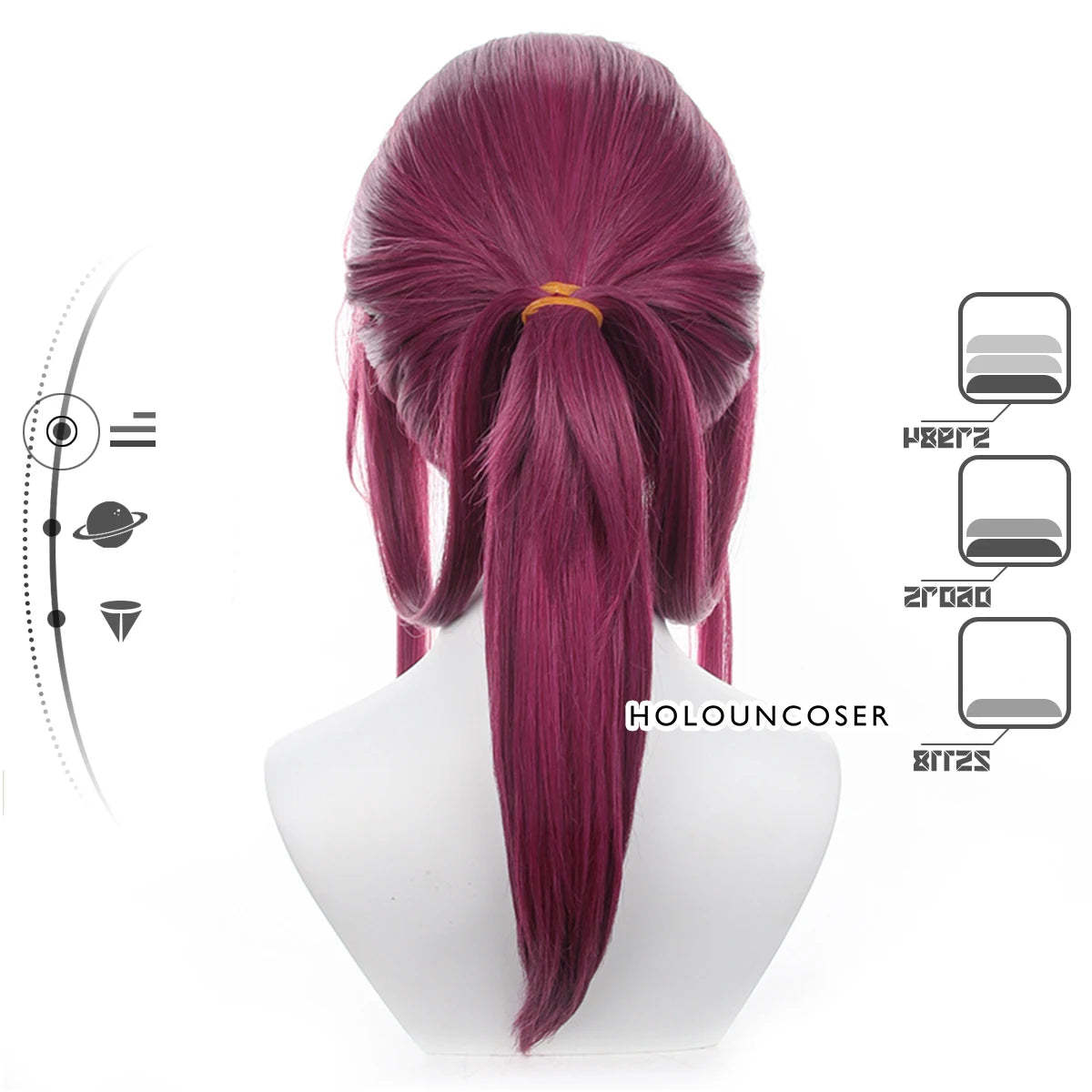 Honkai Star Rail Kafka Cosplay Wig - Rose Net, Heat Resistant Synthetic Fiber, Adjustable Size-Astricos