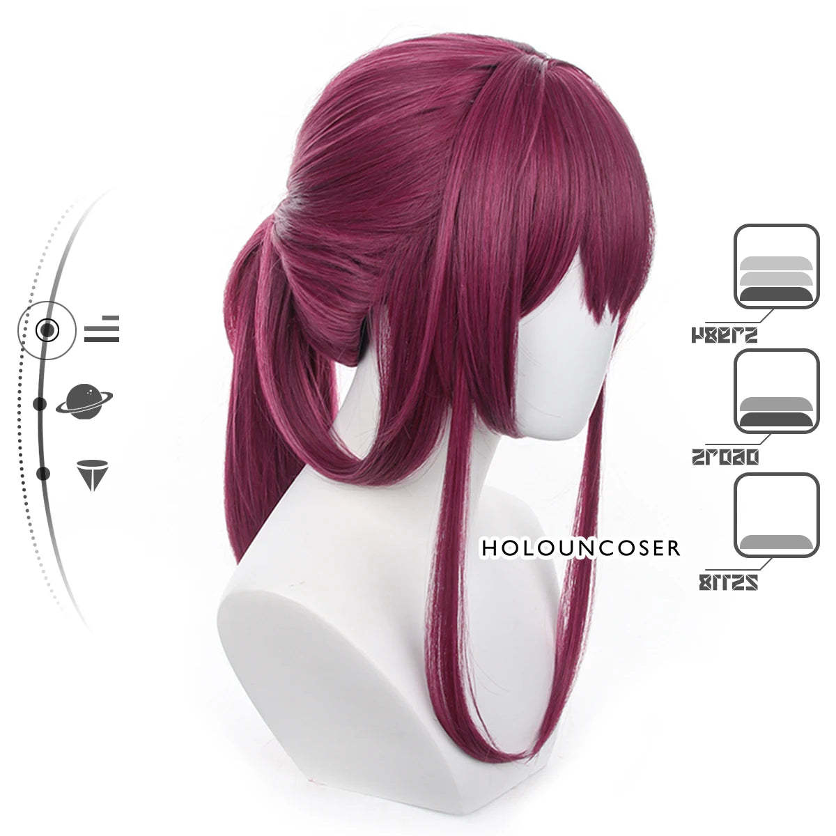 Honkai Star Rail Kafka Cosplay Wig - Rose Net, Heat Resistant Synthetic Fiber, Adjustable Size-Astricos