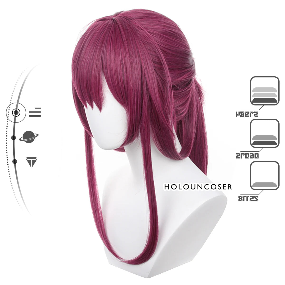 Honkai Star Rail Kafka Cosplay Wig - Rose Net, Heat Resistant Synthetic Fiber, Adjustable Size-Astricos