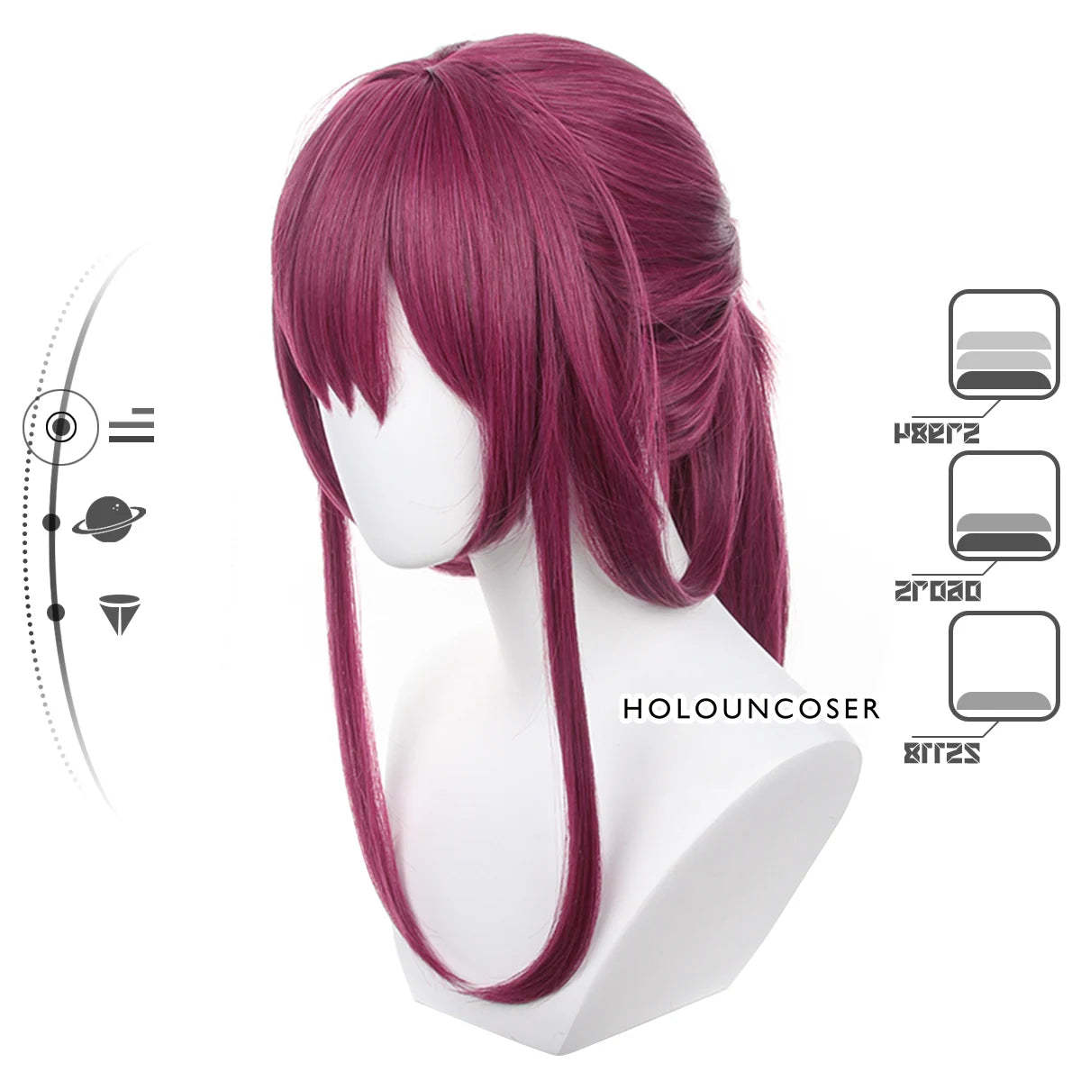 Honkai Star Rail Kafka Cosplay Wig - Rose Net, Heat Resistant Synthetic Fiber, Adjustable Size-Astricos