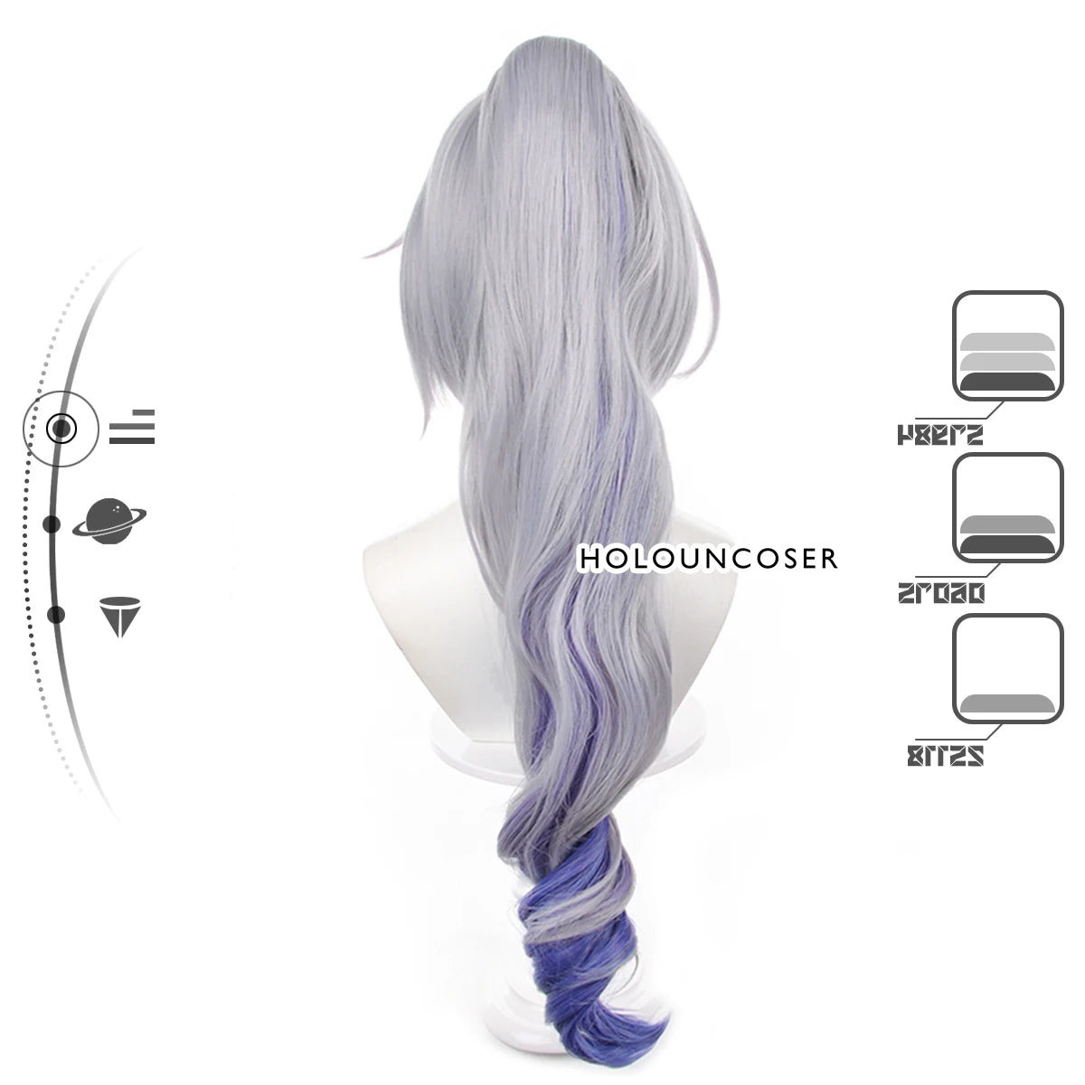 Honkai Star Rail Silver Wolf Cosplay Wig - Heat Resistant Synthetic Fiber, Adjustable Size-Astricos