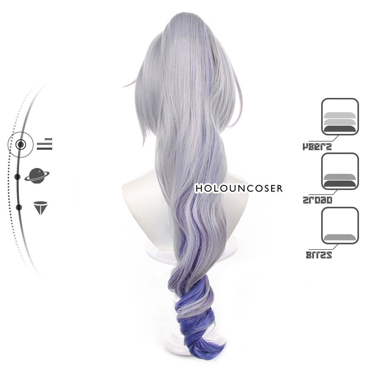Honkai Star Rail Silver Wolf Cosplay Wig - Heat Resistant Synthetic Fiber, Adjustable Size-Astricos