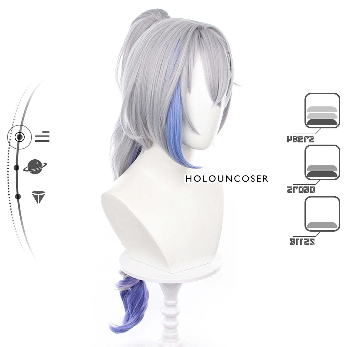 Honkai Star Rail Silver Wolf Cosplay Wig - Heat Resistant Synthetic Fiber, Adjustable Size-Astricos