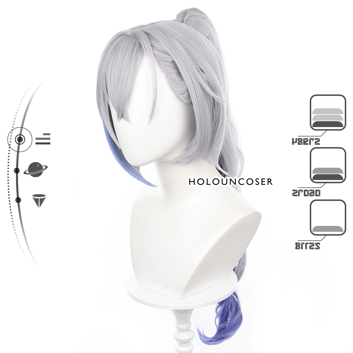 Honkai Star Rail Silver Wolf Cosplay Wig - Heat Resistant Synthetic Fiber, Adjustable Size-Astricos