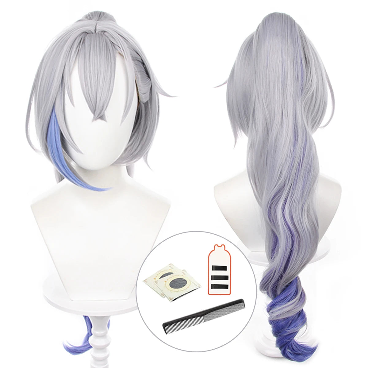 Honkai Star Rail Silver Wolf Cosplay Wig - Heat Resistant Synthetic Fiber, Adjustable Size-Astricos