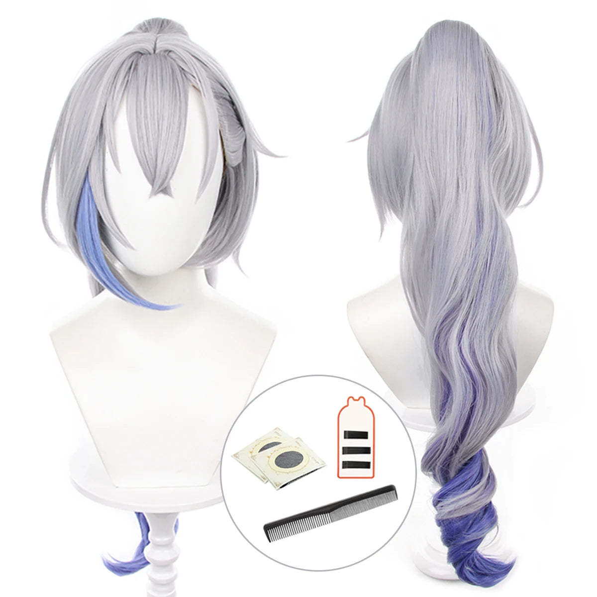 Honkai Star Rail Silver Wolf Cosplay Wig - Heat Resistant Synthetic Fiber, Adjustable Size-Astricos