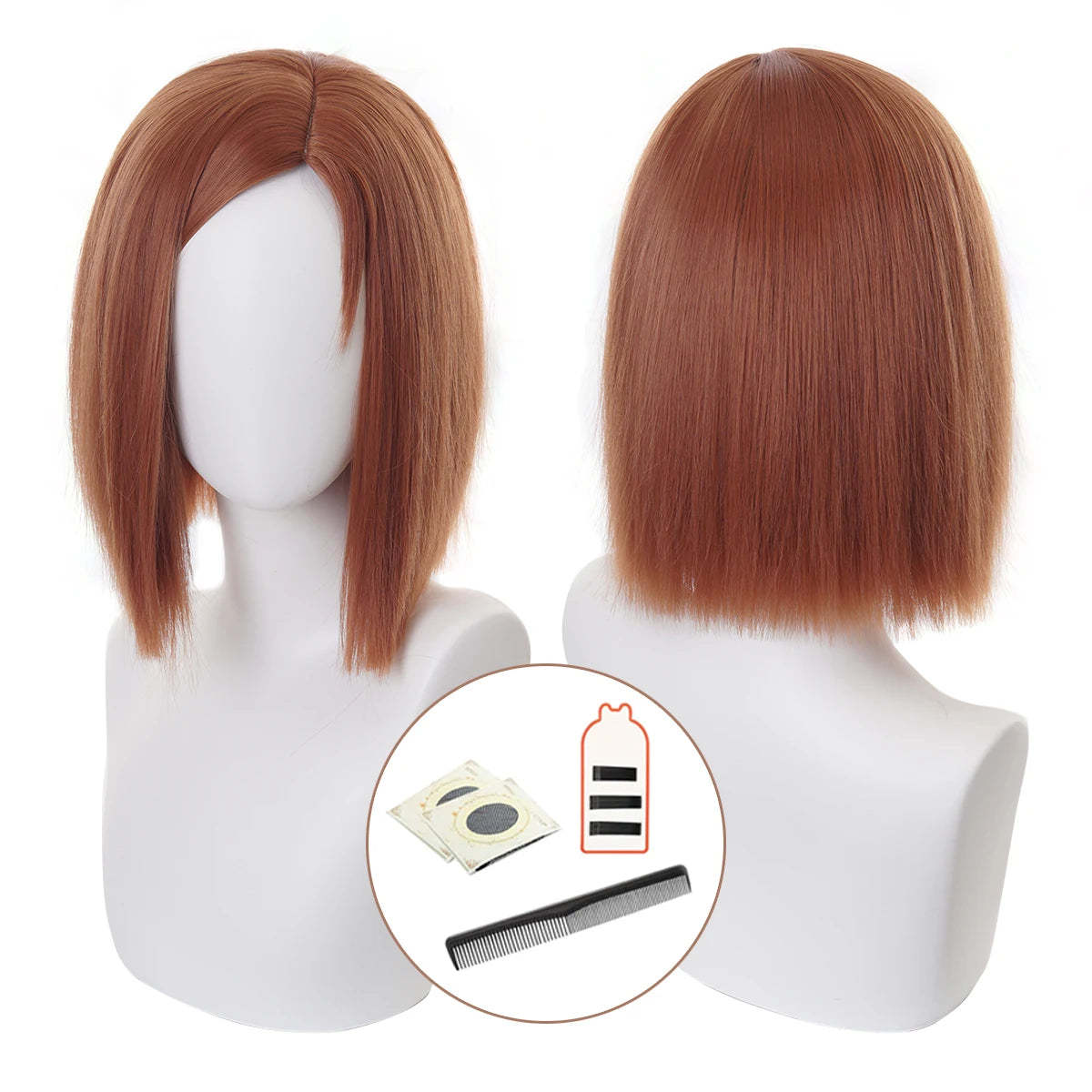 Jujutsu Kaisen Nobara Kugisaki Cosplay Wig - Rose Net Synthetic Fiber, Adjustable Size for Halloween-Astricos