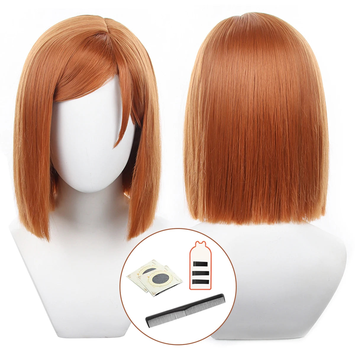 Jujutsu Kaisen Nobara Kugisaki Cosplay Wig - Rose Net Synthetic Fiber, Adjustable Size for Halloween-Astricos