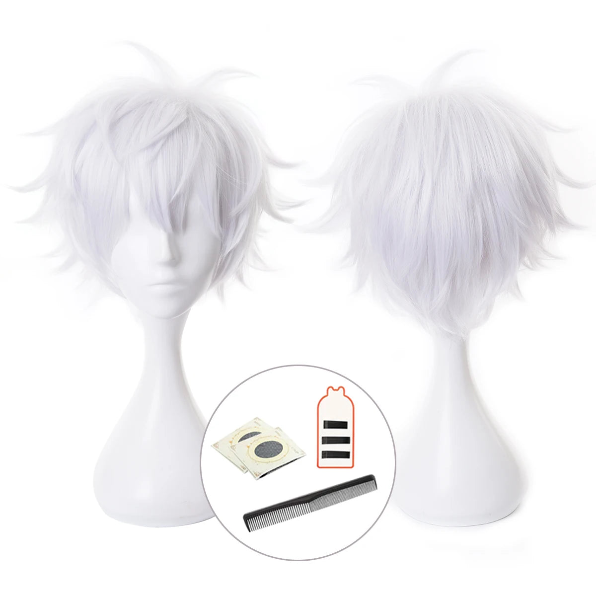 Jujutsu Kaisen Satoru Gojo Cosplay Wig - Rose Net Synthetic Fiber, Adjustable Size for Halloween & Christmas-Astricos