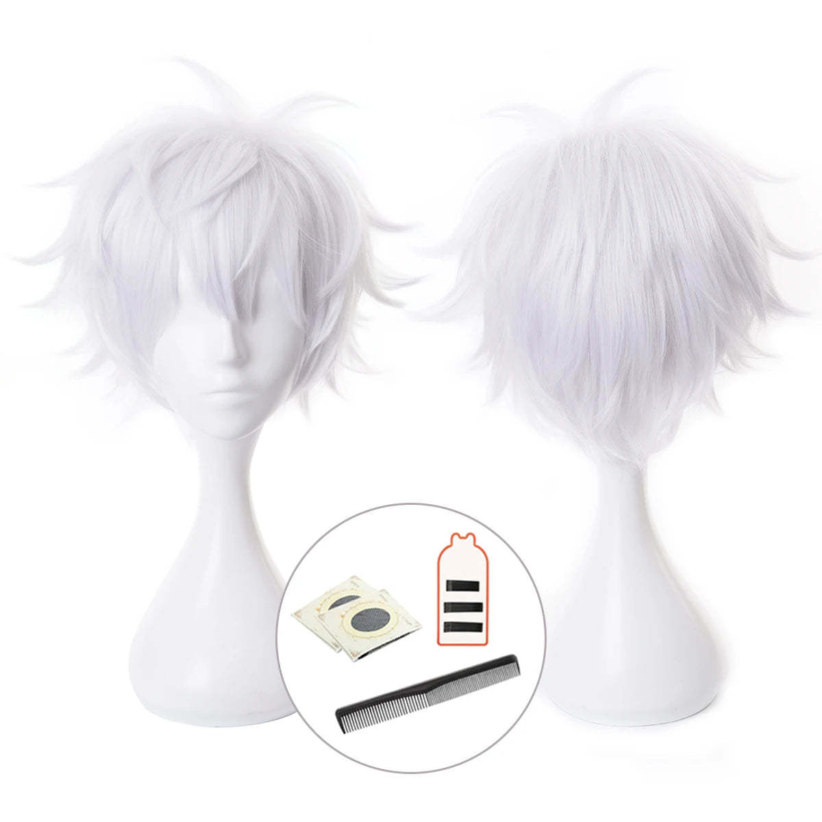 Jujutsu Kaisen Satoru Gojo Cosplay Wig - Rose Net Synthetic Fiber, Adjustable Size for Halloween & Christmas-Astricos