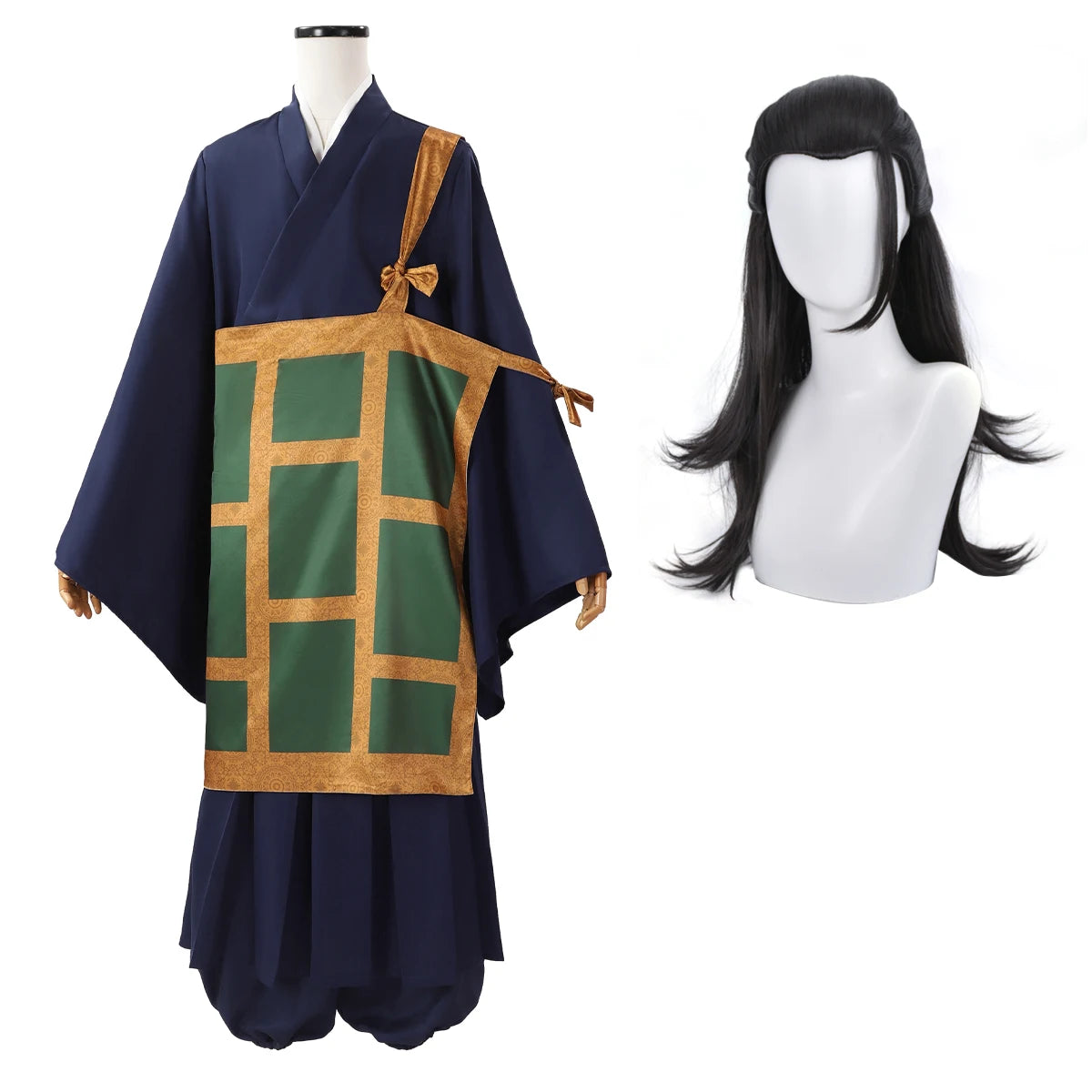 Jujutsu Kaisen Suguru Geto Cosplay Costume - Dark Blue Kimono, Wig, Top, Skirt, Pants, Cassock Set-Astricos