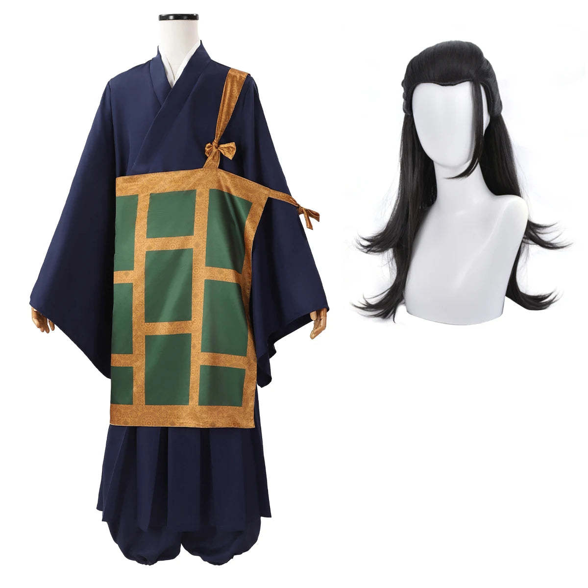 Jujutsu Kaisen Suguru Geto Cosplay Costume - Dark Blue Kimono, Wig, Top, Skirt, Pants, Cassock Set-Astricos