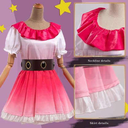OSHI NO KO Anime Ai Hoshino Cosplay Costume - Gradient Pink Dress & Bunny Hairpin-Astricos