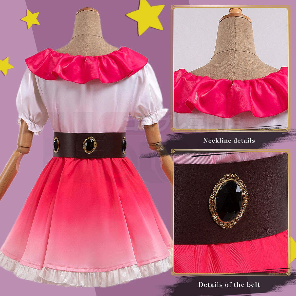 OSHI NO KO Anime Ai Hoshino Cosplay Costume - Gradient Pink Dress & Bunny Hairpin-Astricos