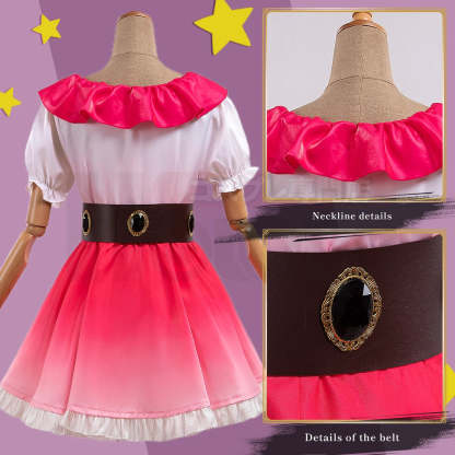 OSHI NO KO Anime Ai Hoshino Cosplay Costume - Gradient Pink Dress & Bunny Hairpin-Astricos