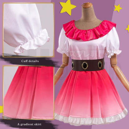 OSHI NO KO Anime Ai Hoshino Cosplay Costume - Gradient Pink Dress & Bunny Hairpin-Astricos