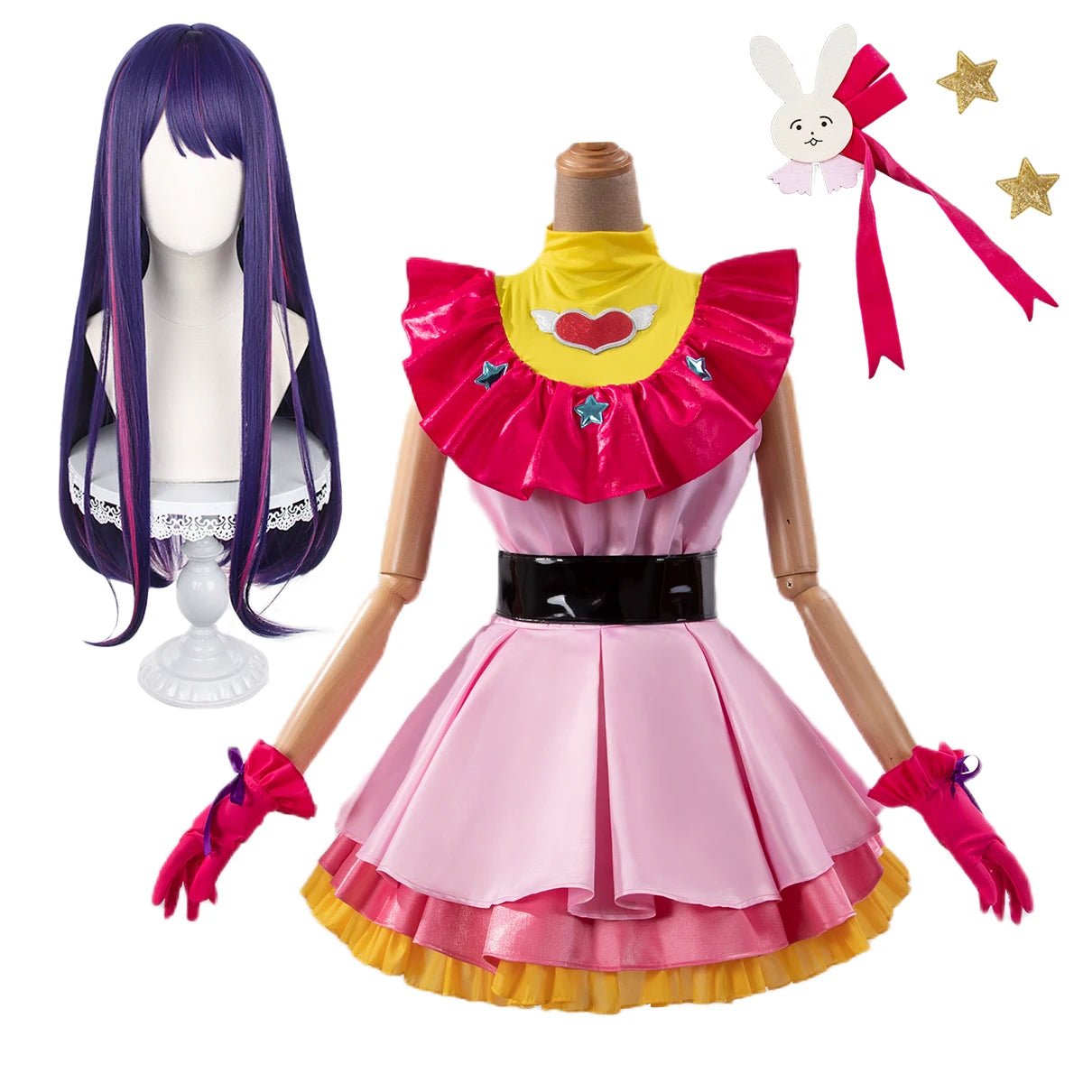 OSHI NO KO Ai Hoshino Cosplay Costume Wig & Lolita Dress Set with Bunny Hairpin - Astricos-Astricos