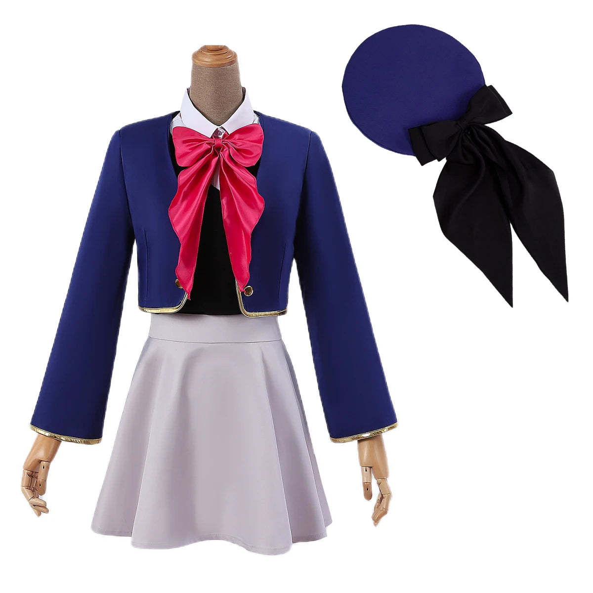 OSHI NO KO Anime Arima Kana Cosplay Costume - School Uniform Dress, Blue Jacket & Skirt Set-Astricos