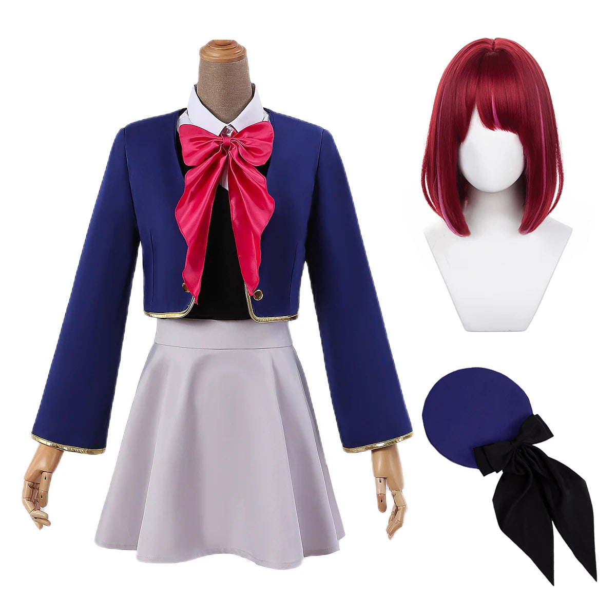 OSHI NO KO Anime Arima Kana Cosplay Costume - School Uniform Dress, Blue Jacket & Skirt Set-Astricos