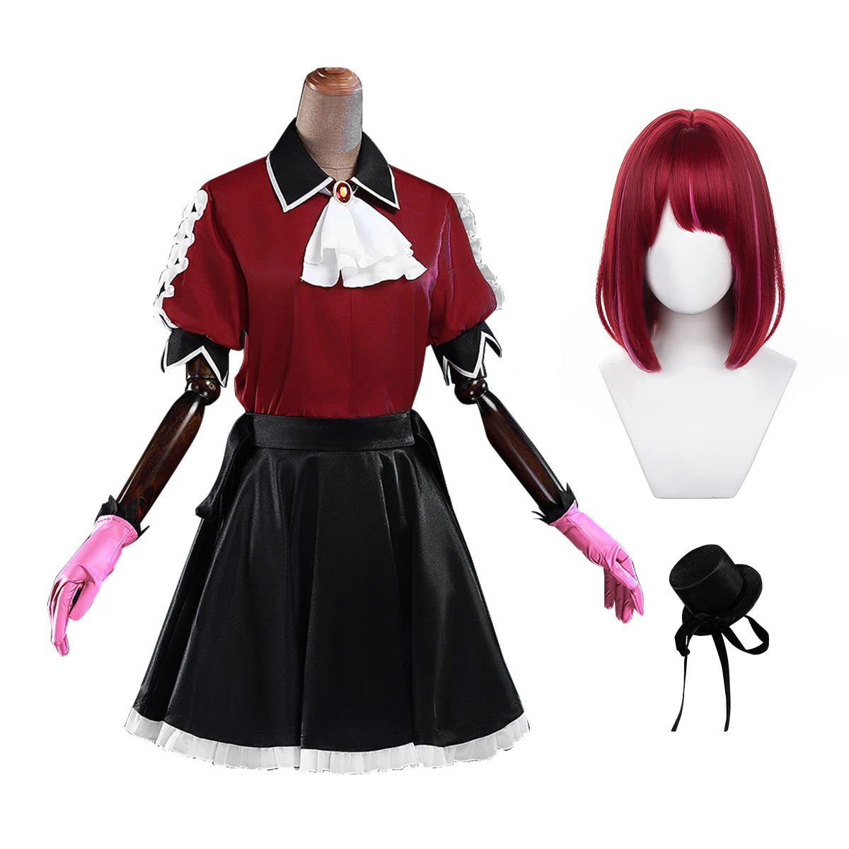 OSHI NO KO Anime Arima Kana Cosplay Costume Wig, Shirt, Skirt, Rose Net Synthetic Fiber Halloween Outfit-Astricos
