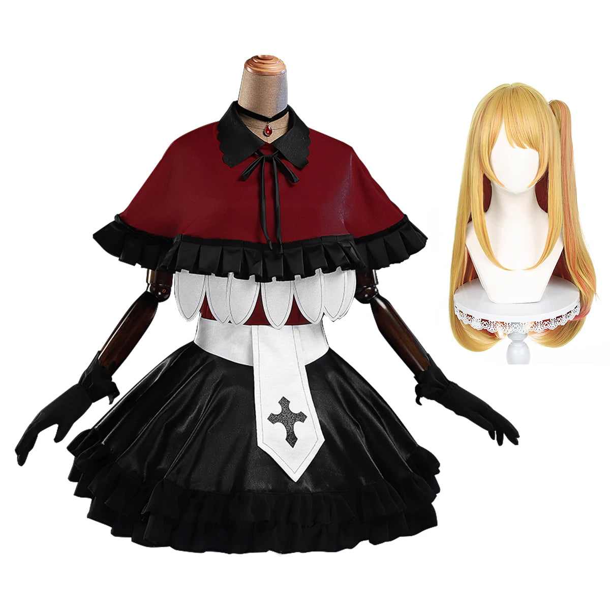 OSHI NO KO Anime Ruby Hoshino Cosplay Costume Set with Wig, Shirt, Shawl, and Skirt-Astricos