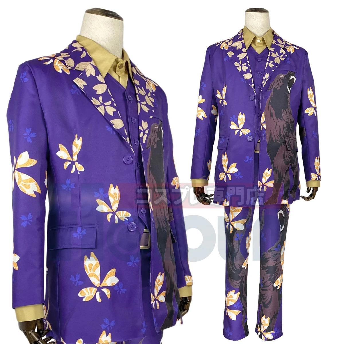 Keisuke Baji Tokyo Anime Cosplay Costume - Purple Wolf Uniform 4Pcs Set for Halloween-Astricos