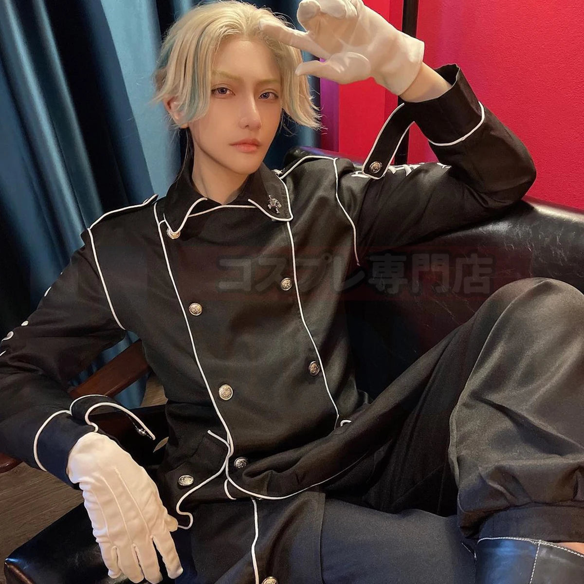 Tokyo Anime Ran Rindo Haitani Cosplay Costume - Manji Gang Black Coat & Pants Set with Embroidery-Astricos