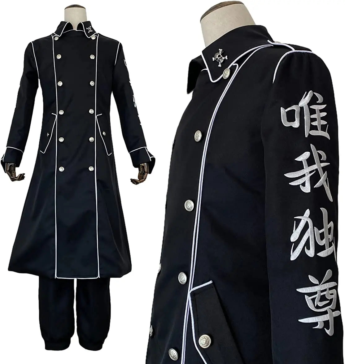 Tokyo Anime Ran Rindo Haitani Cosplay Costume - Manji Gang Black Coat & Pants Set with Embroidery-Astricos
