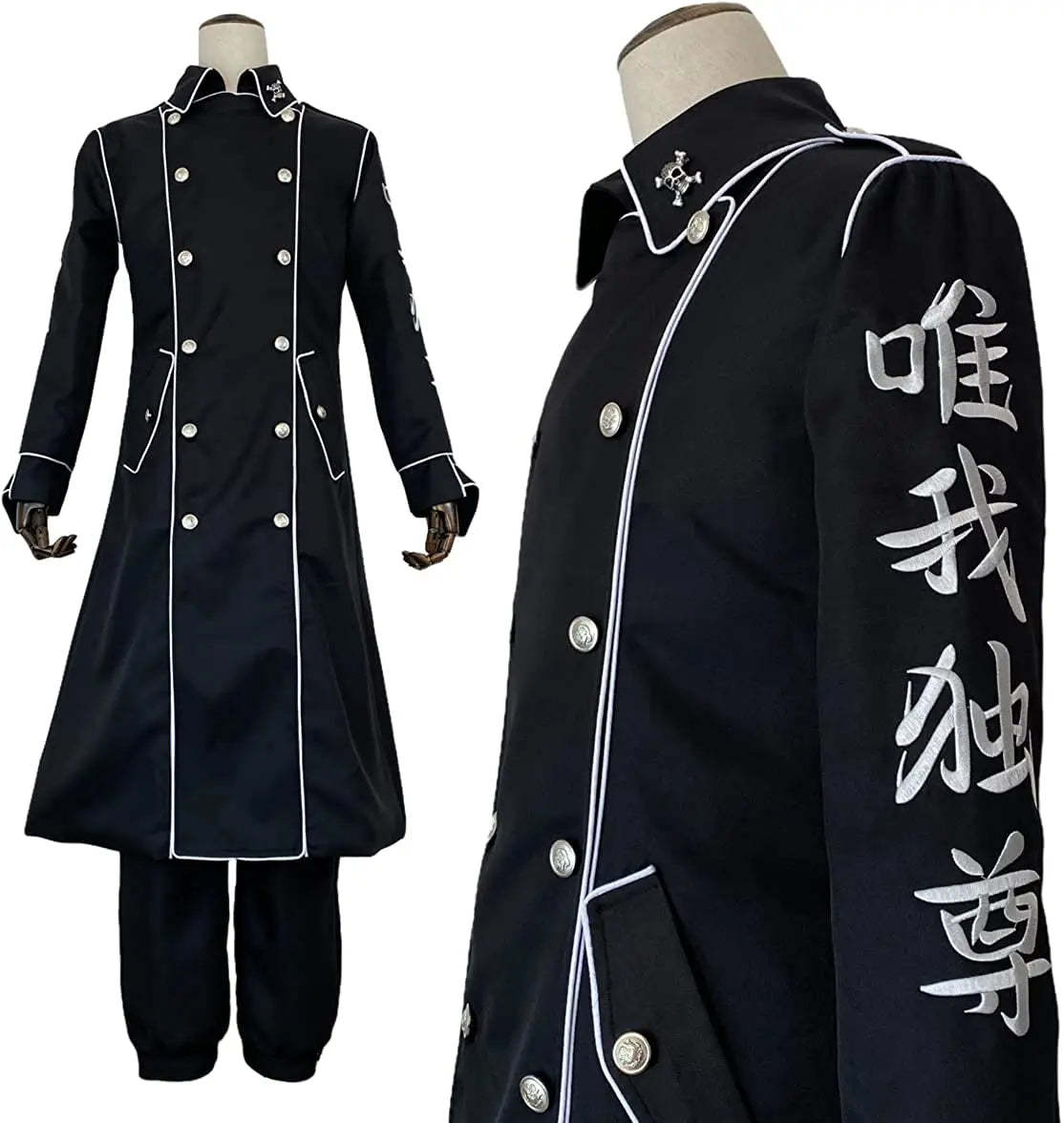 Tokyo Anime Ran Rindo Haitani Cosplay Costume - Manji Gang Black Coat & Pants Set with Embroidery-Astricos