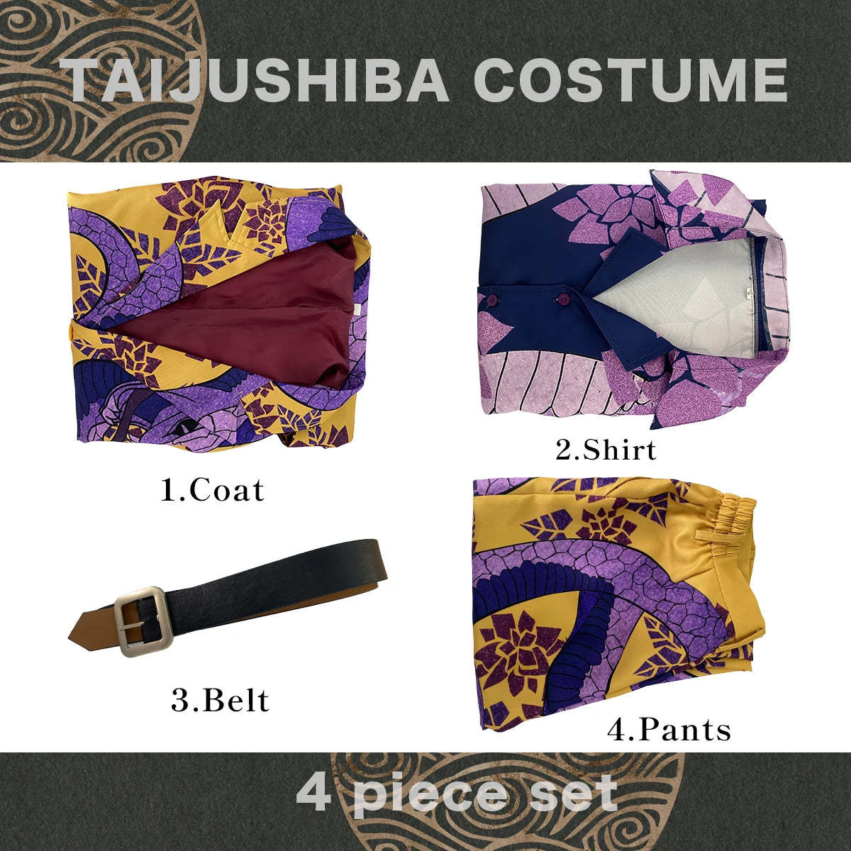 Tokyo Anime Taiju Shiba Cosplay Costume - Snake Design Shirt & Pants for Conventions-Astricos