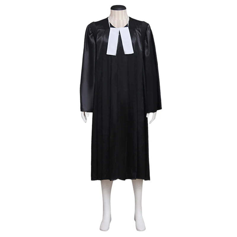 Medieval Judge’s Black Robe Cosplay Costume - Authentic Halloween & Carnival Outfit for Adults | Astricos-Astricos