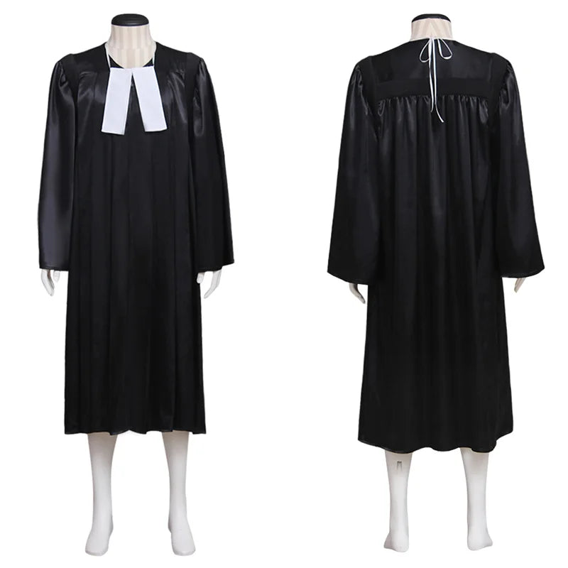 Medieval Judge’s Black Robe Cosplay Costume - Authentic Halloween & Carnival Outfit for Adults | Astricos-Astricos