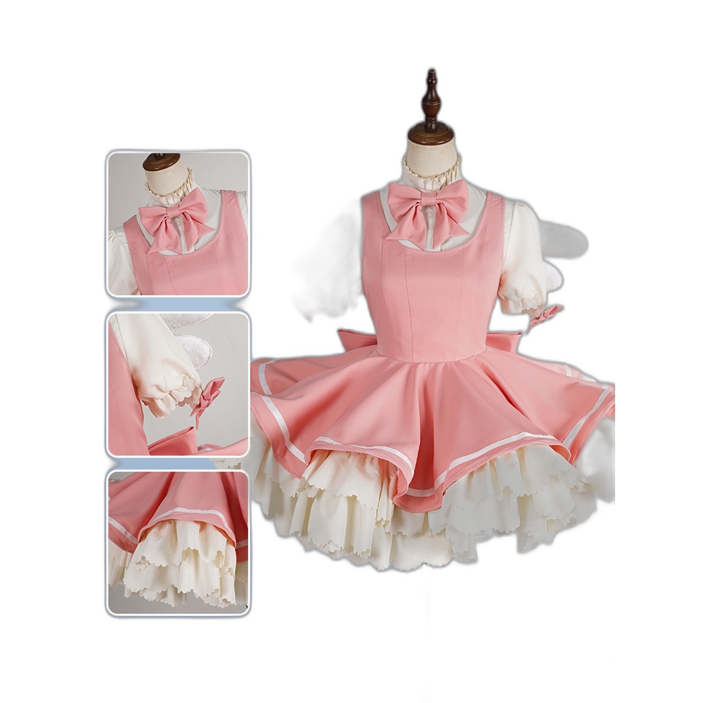 Sakura Red White Battle Costume Cosplay Outfit - Anime Character Dress for Women-Astricos
