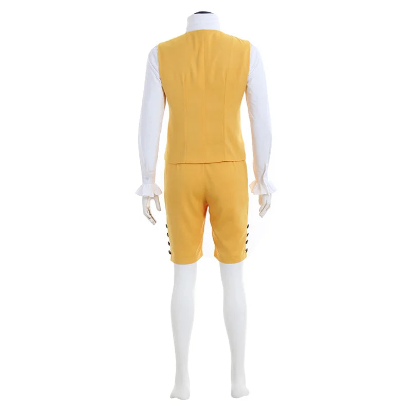 Men's Steampunk Victorian Rococo Noble Costume - Yellow Colonial Frock Coat & Waistcoat | Astricos-Astricos