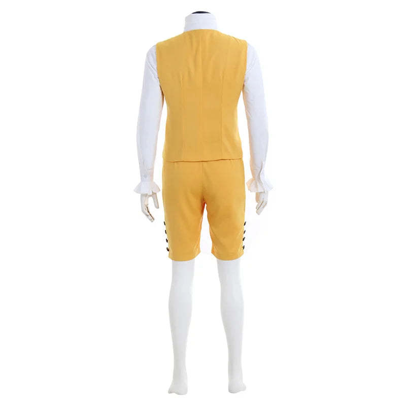 Men's Steampunk Victorian Rococo Noble Costume - Yellow Colonial Frock Coat & Waistcoat | Astricos-Astricos