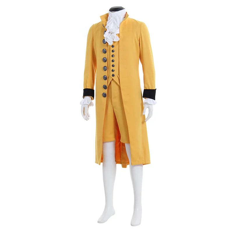 Men's Steampunk Victorian Rococo Noble Costume - Yellow Colonial Frock Coat & Waistcoat | Astricos-Astricos