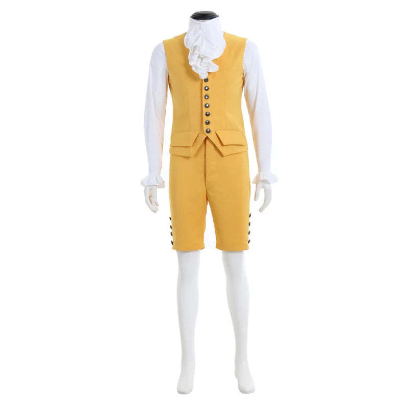 Men's Steampunk Victorian Rococo Noble Costume - Yellow Colonial Frock Coat & Waistcoat | Astricos-Astricos