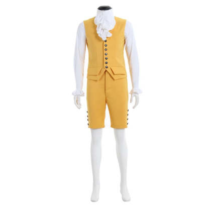 Men's Steampunk Victorian Rococo Noble Costume - Yellow Colonial Frock Coat & Waistcoat | Astricos-Astricos