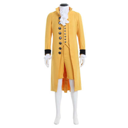 Men's Steampunk Victorian Rococo Noble Costume - Yellow Colonial Frock Coat & Waistcoat | Astricos-Astricos