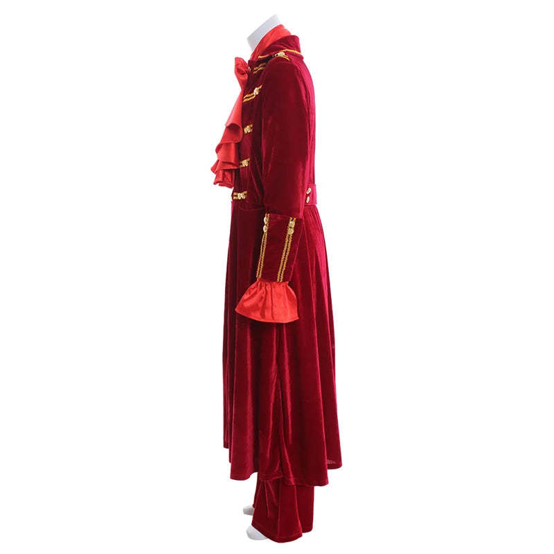 Medieval Renaissance Noble Prince Costume - Red Ruffle Shirt & Pants Set for Men-Astricos