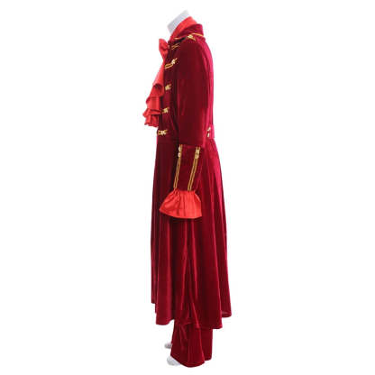 Medieval Renaissance Noble Prince Costume - Red Ruffle Shirt & Pants Set for Men-Astricos