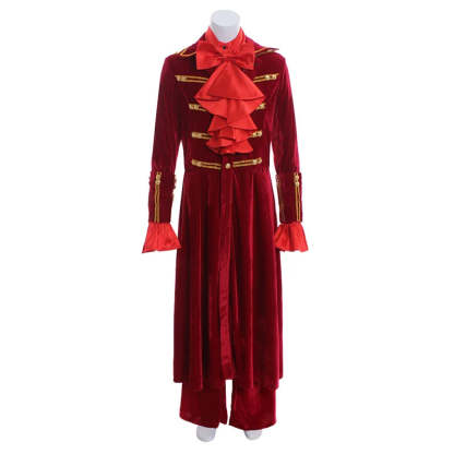 Medieval Renaissance Noble Prince Costume - Red Ruffle Shirt & Pants Set for Men-Astricos