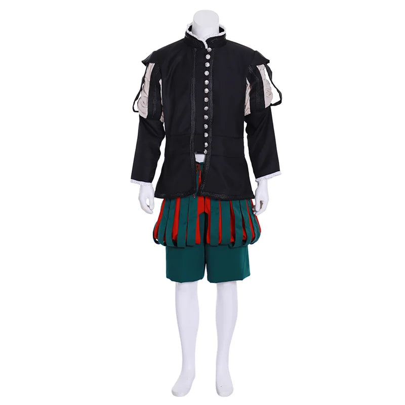 Royal Tudor Victorian Renaissance Costume - King’s Medieval Suit with Cloak for Men | Astricos-Astricos