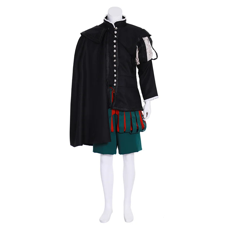 Royal Tudor Victorian Renaissance Costume - King’s Medieval Suit with Cloak for Men | Astricos-Astricos
