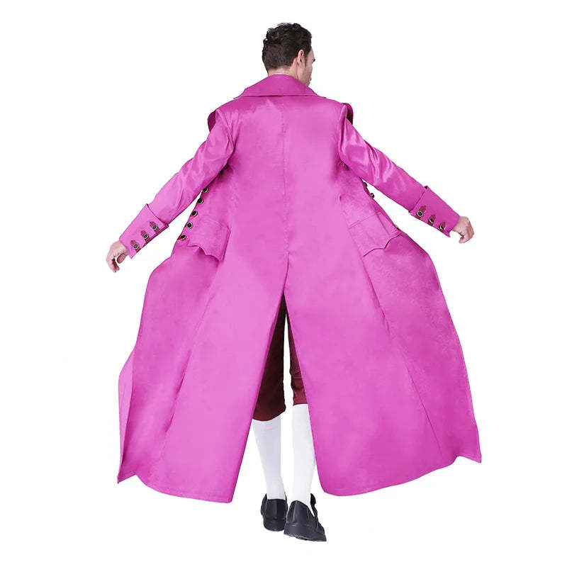 Medieval Retro Rose Red Men's Court Jacket & Pants Cosplay Costume | European Royal Uniform | Astricos-Astricos