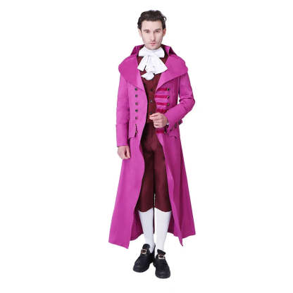 Medieval Retro Rose Red Men's Court Jacket & Pants Cosplay Costume | European Royal Uniform | Astricos-Astricos